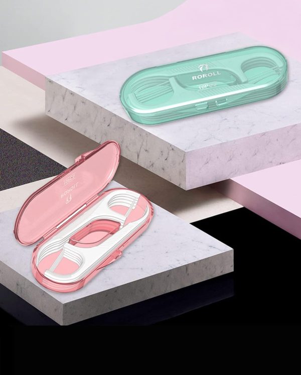 10 Pieces Holy Rose Travel Dental Floss Case-Micro Floss ToothPicks-Portable Flosser Picks Cases Contains Floss Stick 100 Count Sealed Storage for Teeth Cleaning (Green+Pink) - Image 2